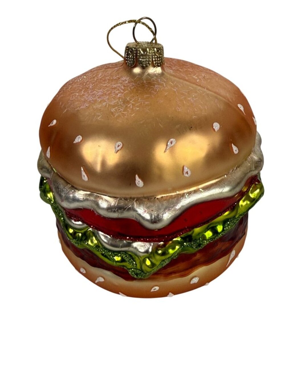 Glass Hamburger Christmas Tree Ornament Food-Themed Holiday Decoration Pop Art